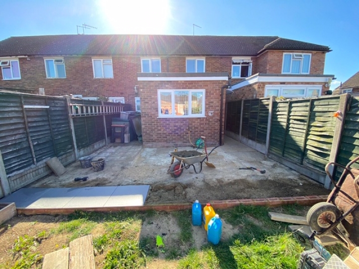 Porcelain Slabs in Ware, Hertfordshire. Welcome to Hunt Builders based In Ware, Hertfordshire. Here is a Porcelain slabbing job in Ware, Hertfordshire start recently